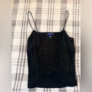 Ann Taylor Black Beaded Spaghetti-Strap Camisole